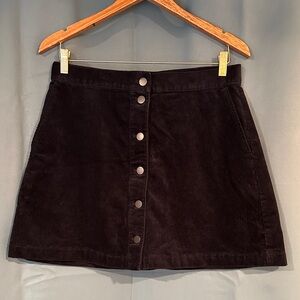 Uniqlo Black Corduroy Button-Front Skirt